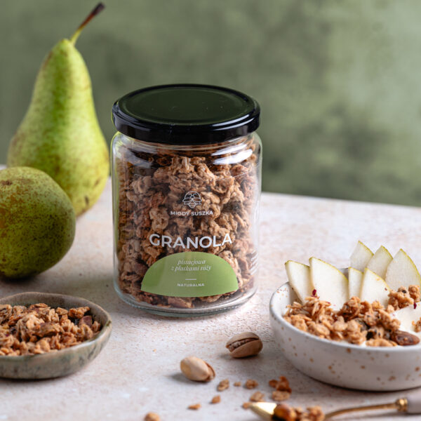 GRANOLA pistacjowa z płatkami róży